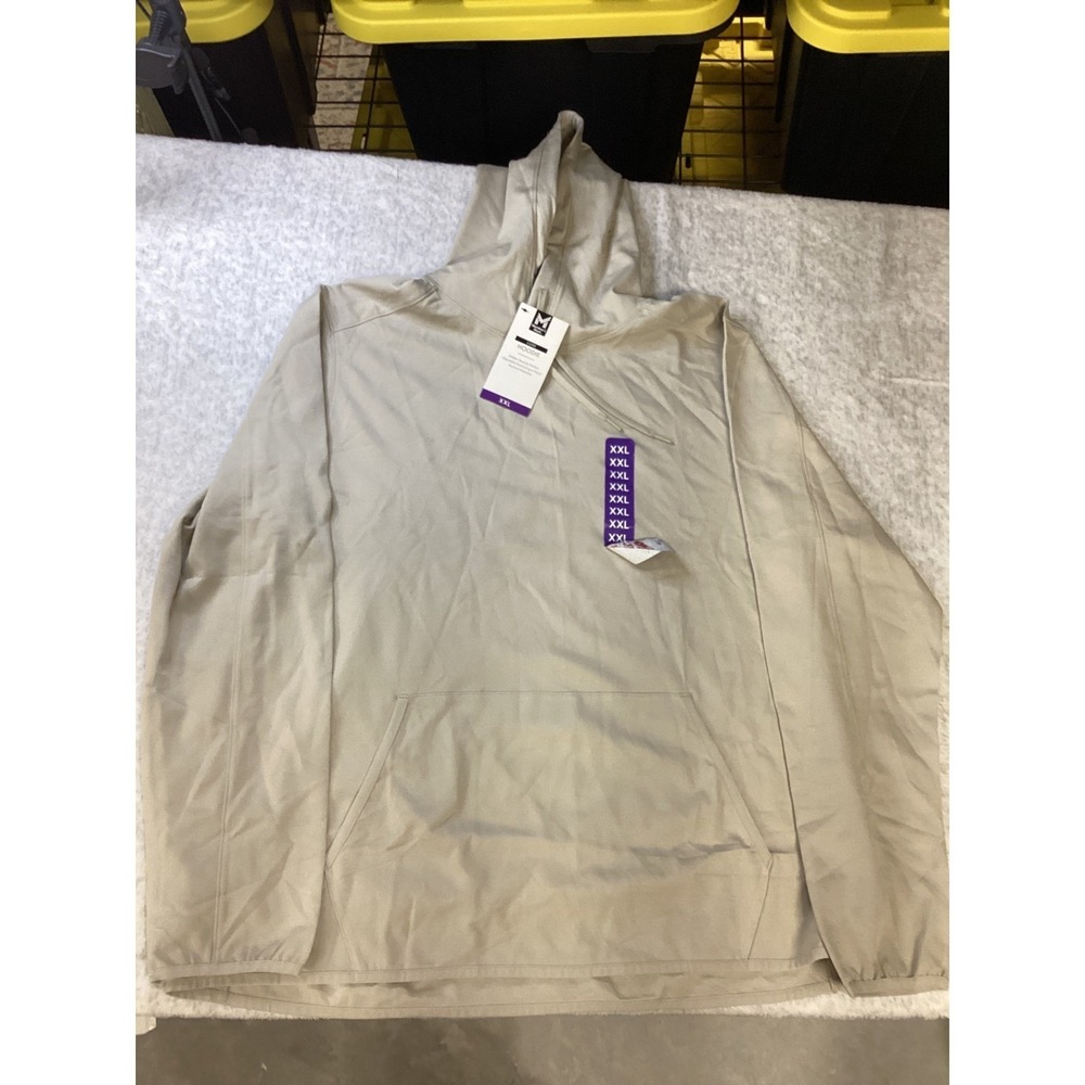 Members Mark Luxe Hoodie Mens XXL Tan Beige Pullover Sweatshirt Hidden Pocket